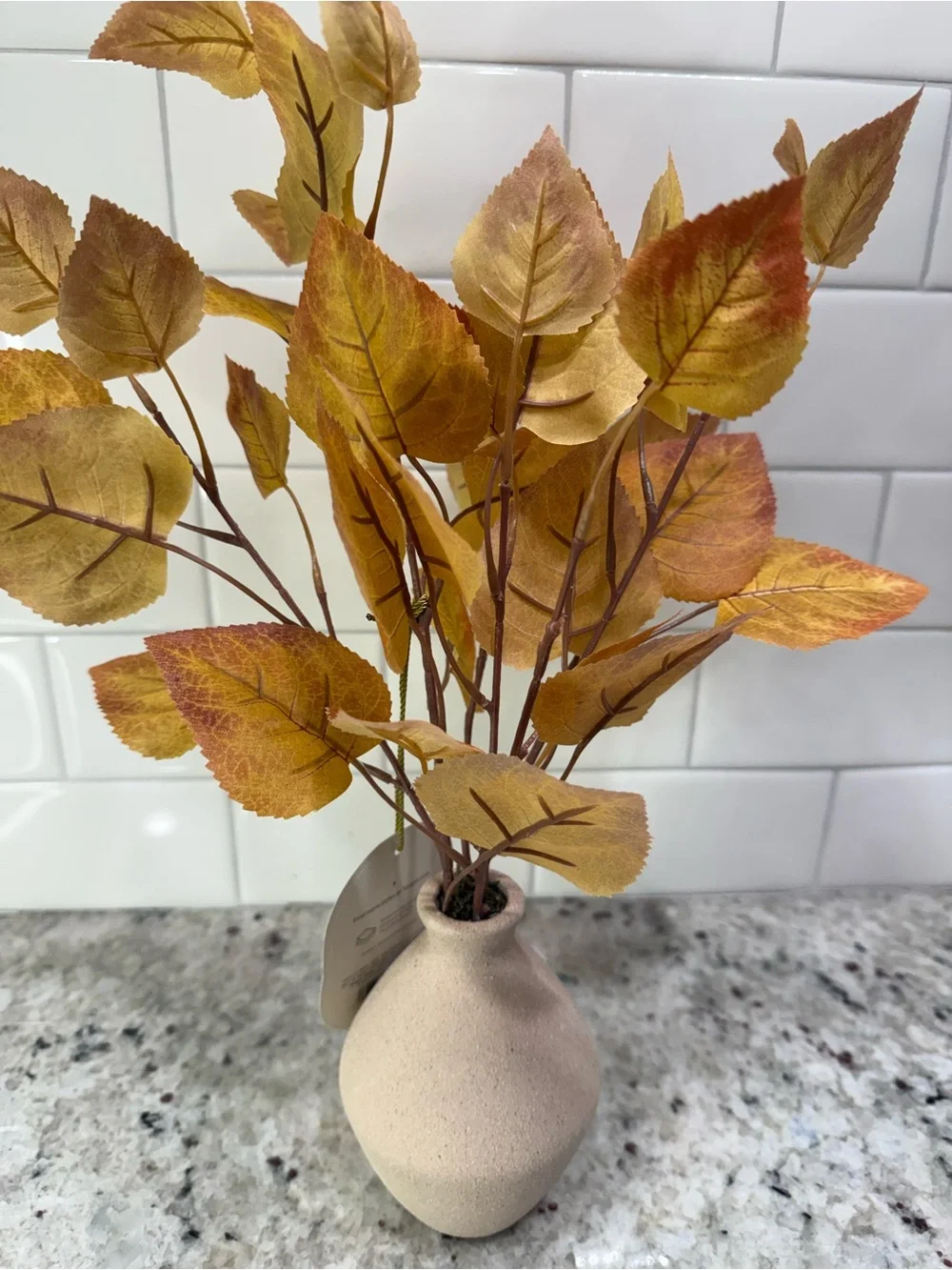 Threshold Golden Orange Autumn Leaf Stem Arrangement in Ceramic Vase 15” (H) NWT